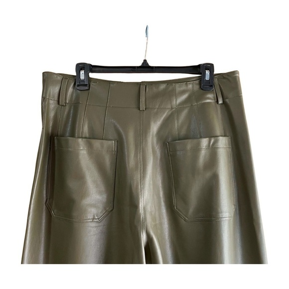 NWT Anthropologie Maeve Collete Green Faux Leather Crop Wide Leg Pants Size 32 - Picture 10 of 14